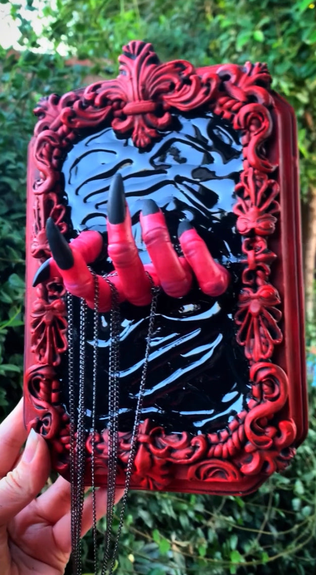 Red Goddess wall hanging and necklace holder