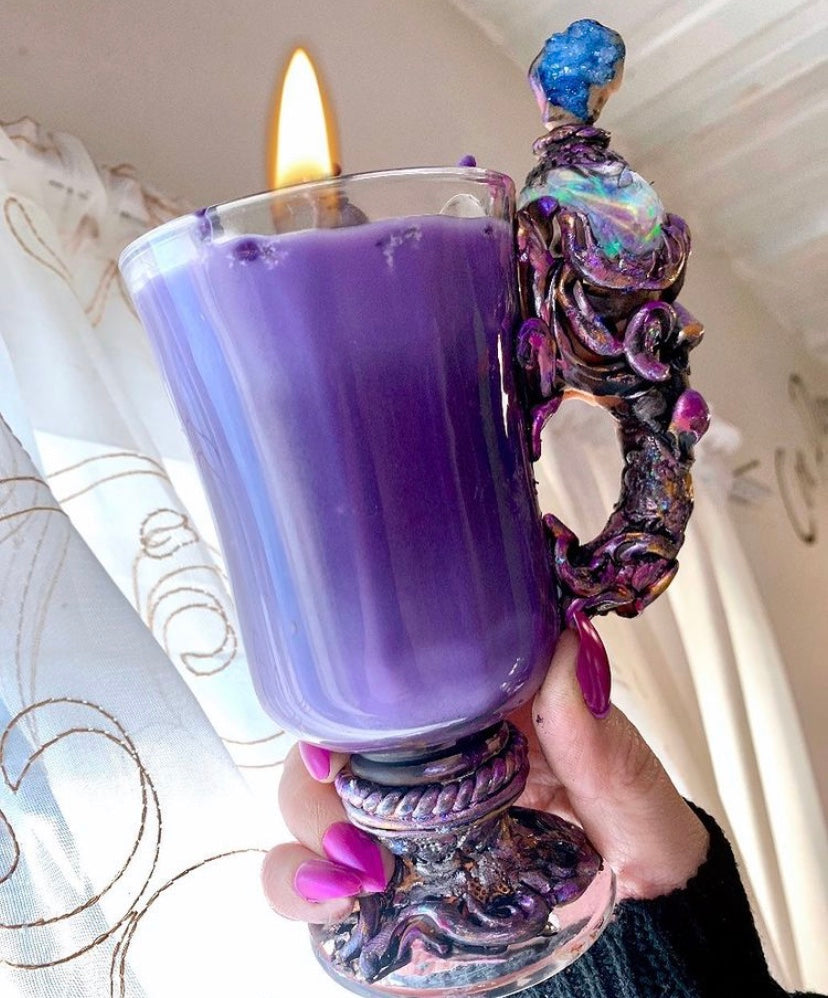 purple potion goblet candle