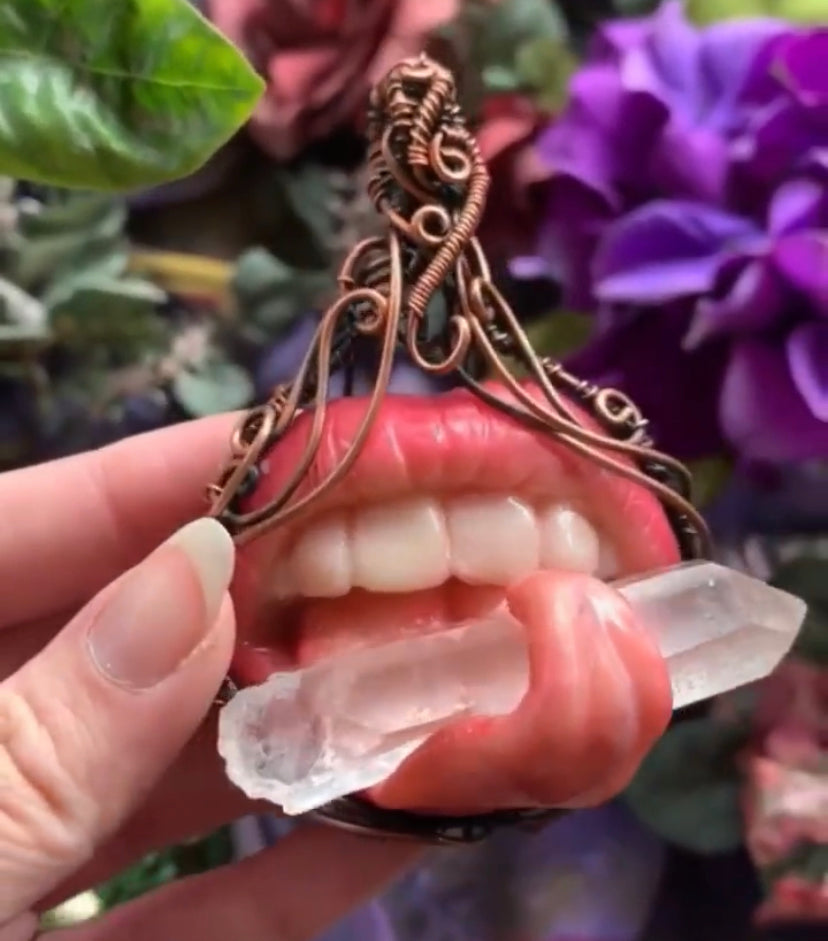 Crystal lip licker Pendant