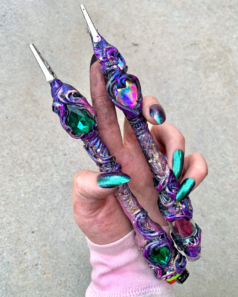 Dual Crystal roach clip wands