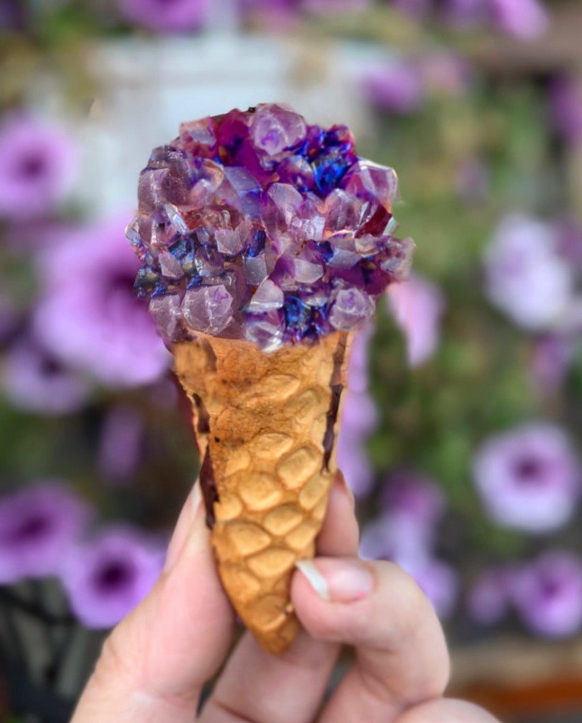 Amethyst ice cream cone pendant