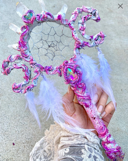 Celestial fae Triple moon dreamcatcher wand