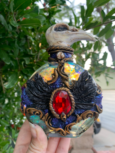 Raven Skull Potion Bottle